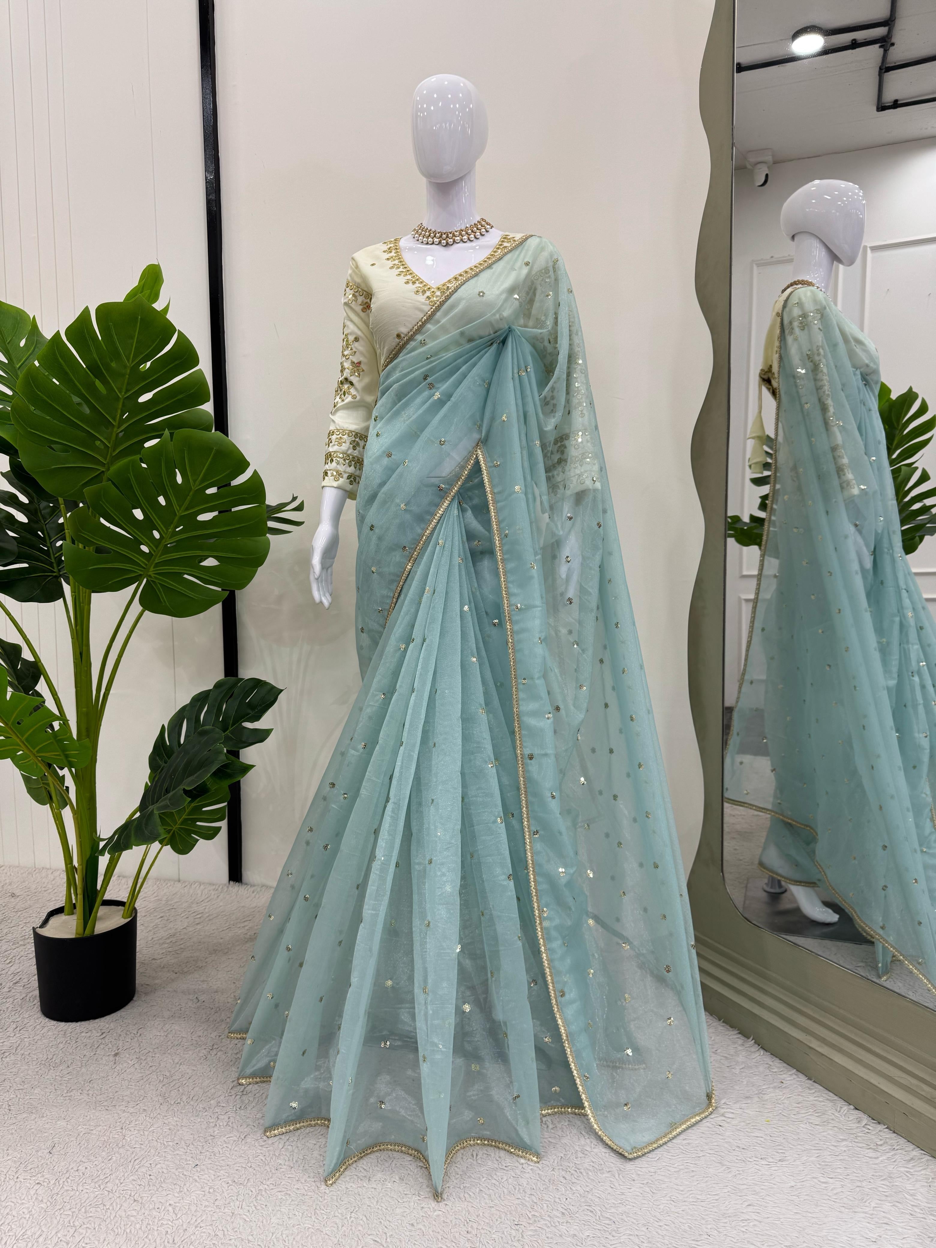Sequinned Asmaani Saree