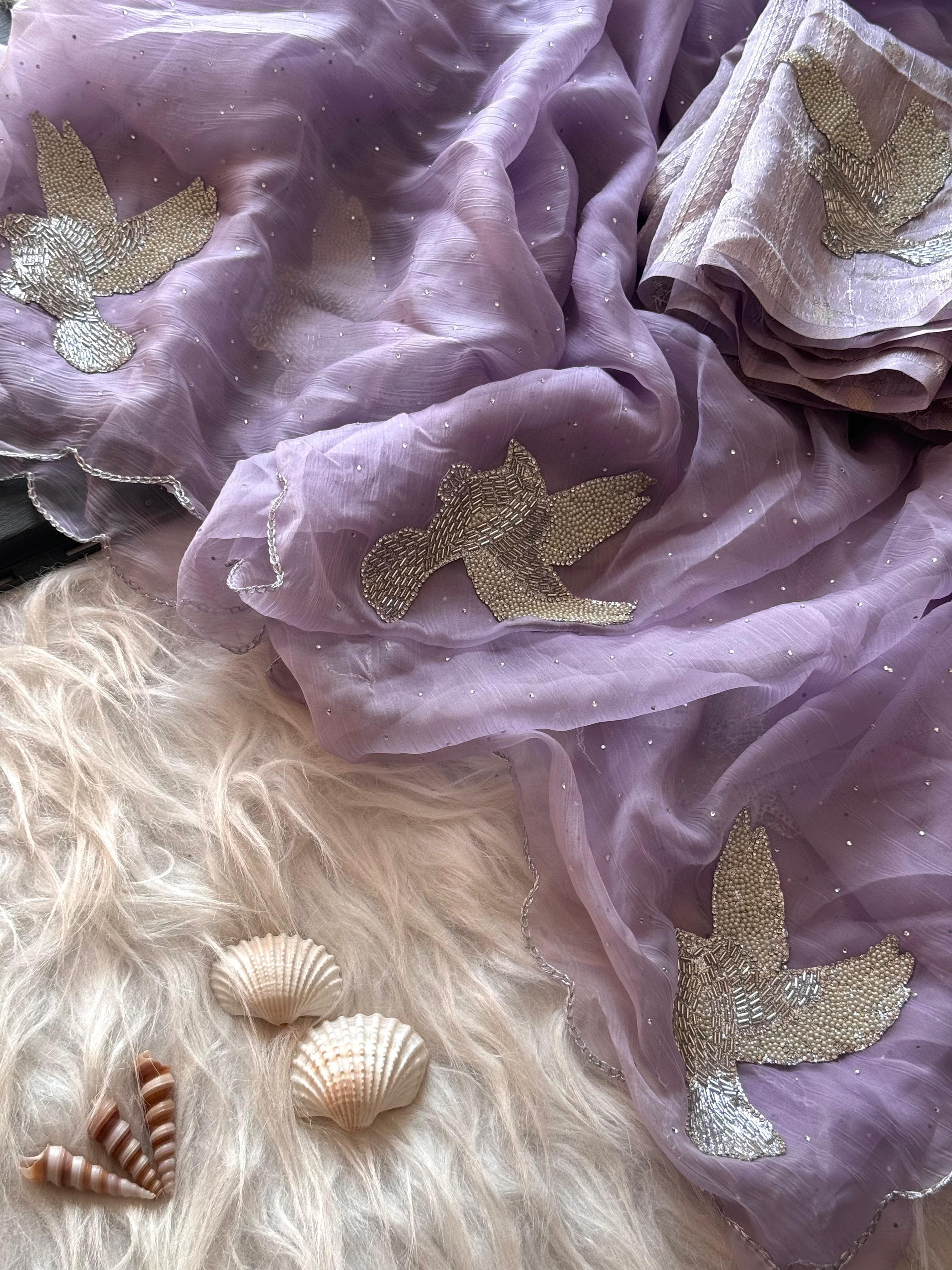 Panchi Gulabi Saree
