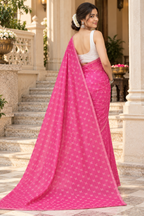 Daily Wear Pink Chanderi Cotton Floral Printed Saree with Jacquard Blouse