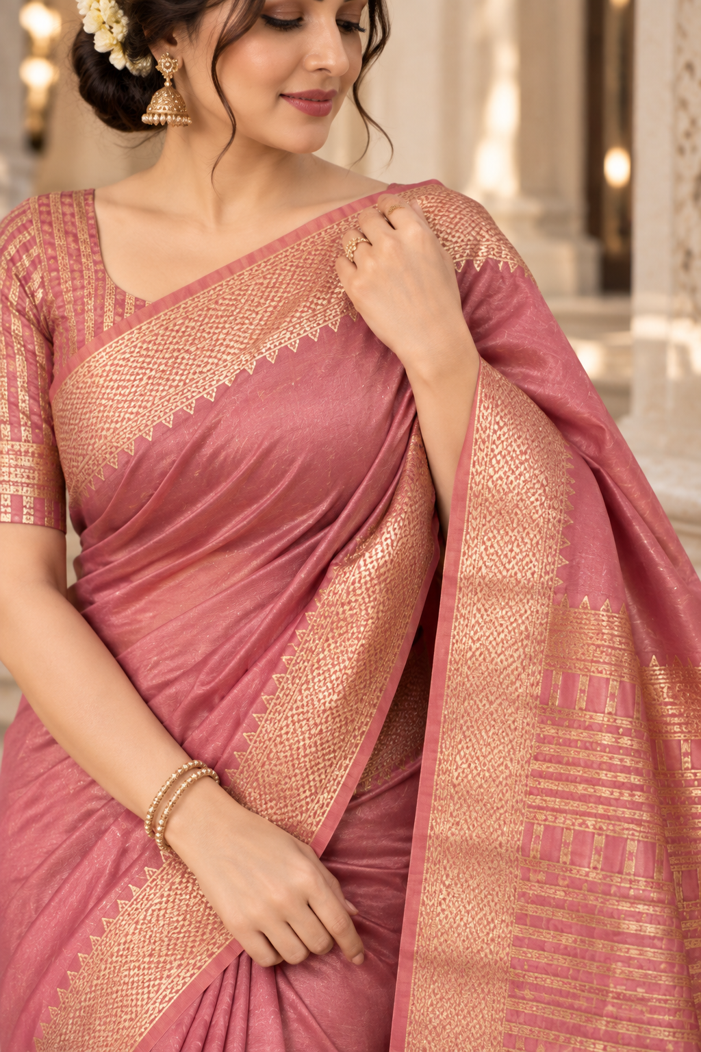 Kanjivaram Cotton Silk Saree with Zari-Woven Blouse