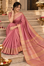 Kanjivaram Cotton Silk Saree with Zari-Woven Blouse