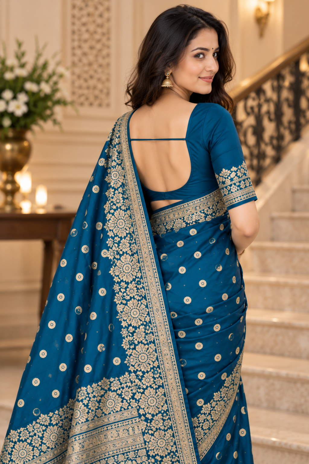 Kanjeevaram Silk Saree with Traditional Border & Blouse Piece