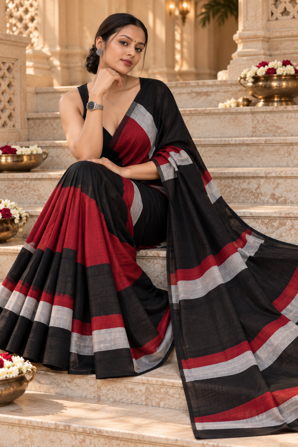 Khadi Cotton Saree with Running Blouse