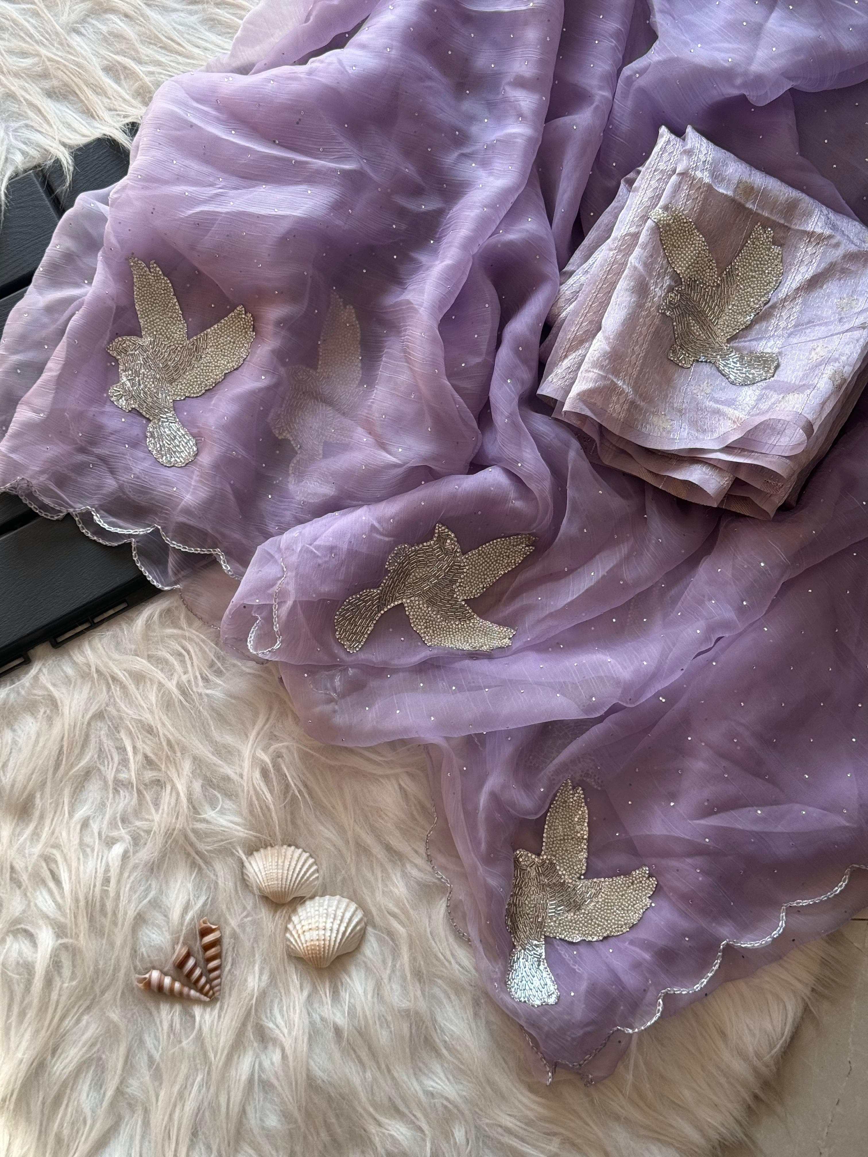 Panchi Safed Saree