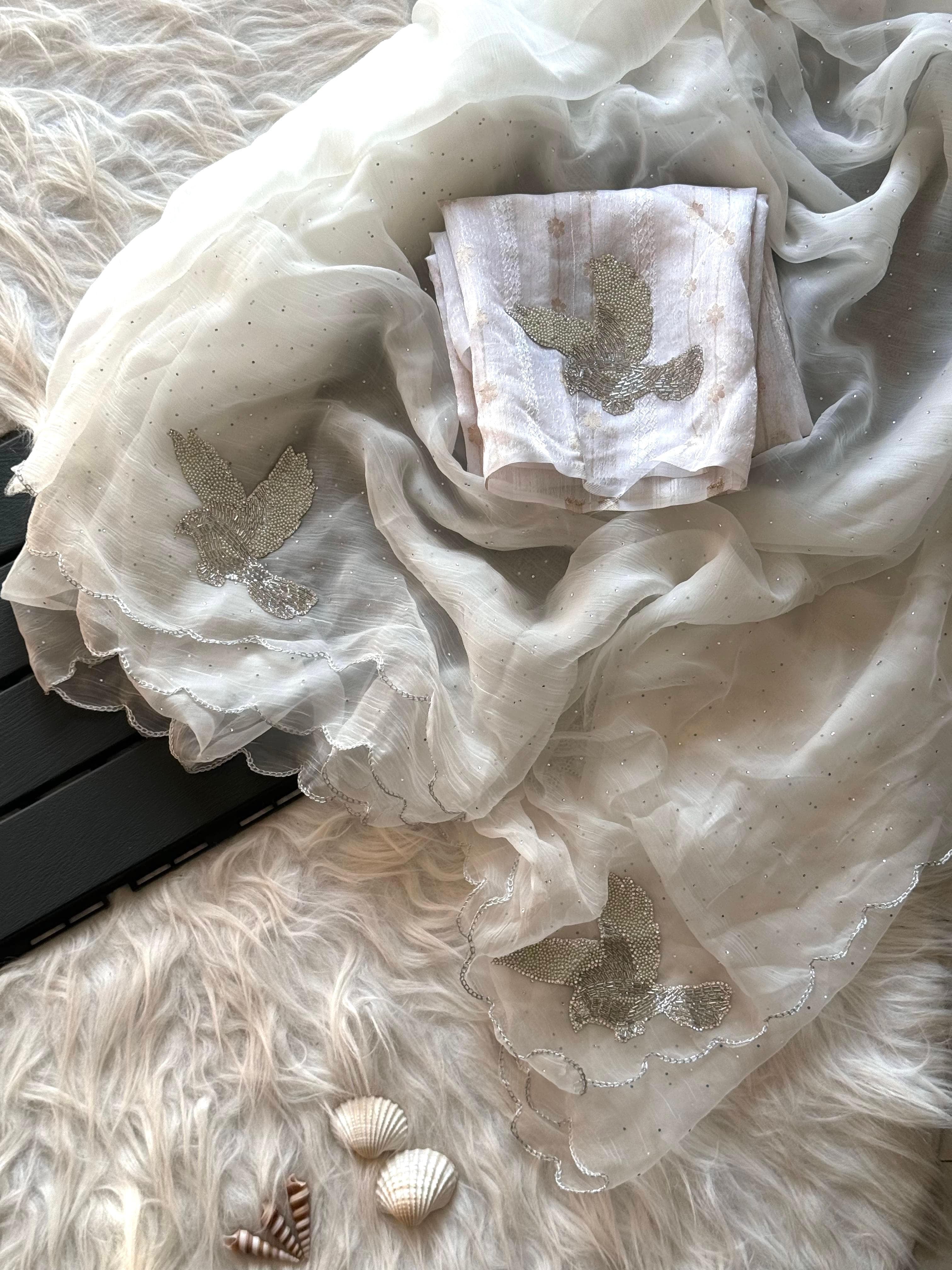 Panchi Safed Saree