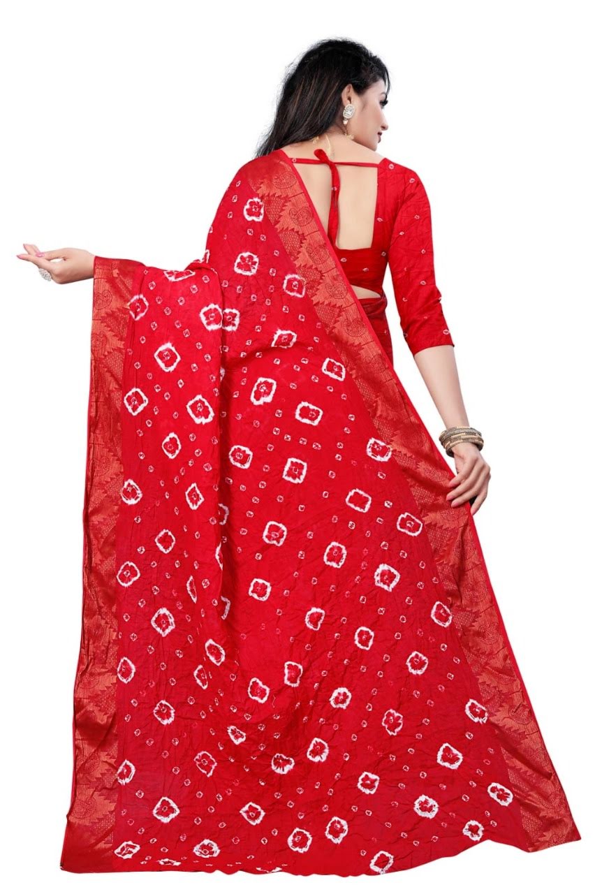 Women's Elegant red Bandhani silk saree