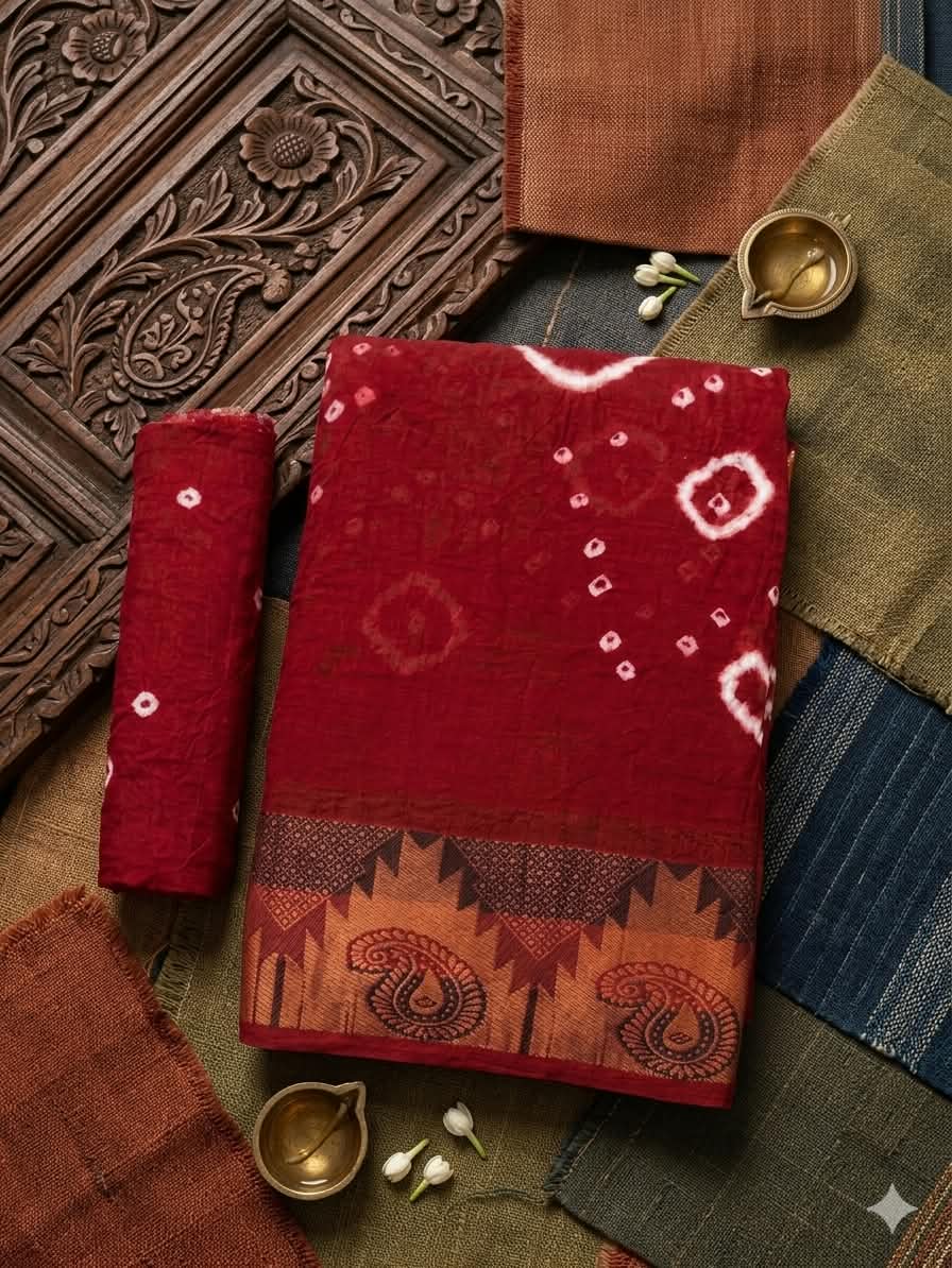 Women's Elegant red Bandhani silk saree
